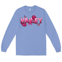 Colony Blue Personalized Pink Cancer Themed Name Long Sleeve Tee - NancyCooperArtShop