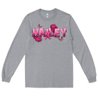 Heather Grey Personalized Pink Cancer Themed Name Long Sleeve Tee - NancyCooperArtShop