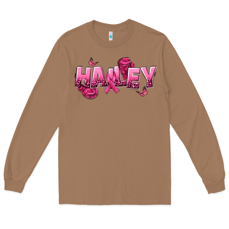 Personalized Pink Cancer Themed Name Long Sleeve Tee by NancyCooperArtShop | Teevron