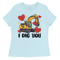 Baby Blue i dig you valentines excavator Ladies Tee - MaliasSmallBusiness