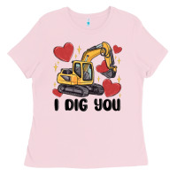 Bubblegum Pink i dig you valentines excavator Ladies Tee - MaliasSmallBusiness
