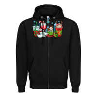 Black christmas snowman coffee cups Zipper Hoodie - OliviaCreatesArt