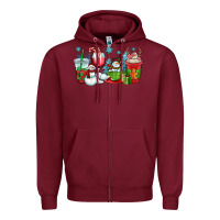 Burgundy christmas snowman coffee cups Zipper Hoodie - OliviaCreatesArt