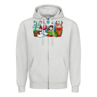 Dove Grey christmas snowman coffee cups Zipper Hoodie - OliviaCreatesArt