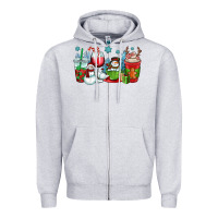 Heather Grey christmas snowman coffee cups Zipper Hoodie - OliviaCreatesArt