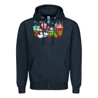 Navy christmas snowman coffee cups Zipper Hoodie - OliviaCreatesArt