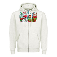 Christmas Snowman Coffee Cups Zipper Hoodie | Teevron
