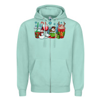 Seafoam christmas snowman coffee cups Zipper Hoodie - OliviaCreatesArt