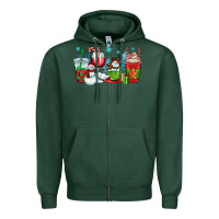Sports Green christmas snowman coffee cups Zipper Hoodie - OliviaCreatesArt