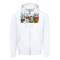 White christmas snowman coffee cups Zipper Hoodie - OliviaCreatesArt