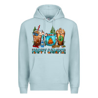 Blue Mist Happy Camper Coffee Cups Premium Hoodie - FaDigitalArtStudio