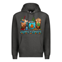 Charcoal Heather Happy Camper Coffee Cups Premium Hoodie - FaDigitalArtStudio