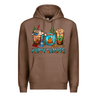 Chestnut Happy Camper Coffee Cups Premium Hoodie - FaDigitalArtStudio