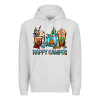 Dove Grey Happy Camper Coffee Cups Premium Hoodie - FaDigitalArtStudio
