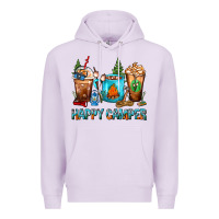 Lilac Happy Camper Coffee Cups Premium Hoodie - FaDigitalArtStudio