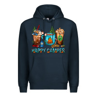 Navy Happy Camper Coffee Cups Premium Hoodie - FaDigitalArtStudio