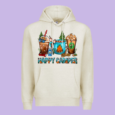 Happy Camper Coffee Cups Premium Hoodie Designed By Fadigitalartstudio