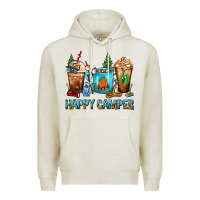 Oatmeal Heather Happy Camper Coffee Cups Premium Hoodie - FaDigitalArtStudio