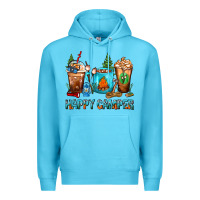 Ocean Blue Happy Camper Coffee Cups Premium Hoodie - FaDigitalArtStudio