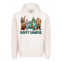 Pale Pink Happy Camper Coffee Cups Premium Hoodie - FaDigitalArtStudio