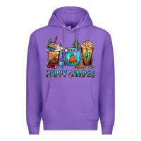 Purple Happy Camper Coffee Cups Premium Hoodie - FaDigitalArtStudio