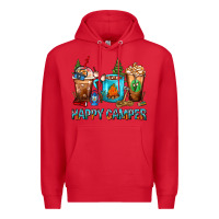 Red Happy Camper Coffee Cups Premium Hoodie - FaDigitalArtStudio