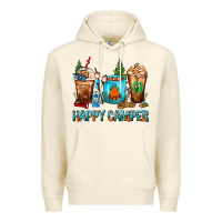Sandshell Happy Camper Coffee Cups Premium Hoodie - FaDigitalArtStudio