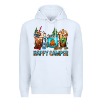 White Happy Camper Coffee Cups Premium Hoodie - FaDigitalArtStudio