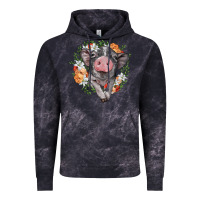 Cloud Black baby pig floral wreath Vintage Hoodie - BarkalooDesign
