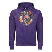 Cloud Purple baby pig floral wreath Vintage Hoodie - BarkalooDesign