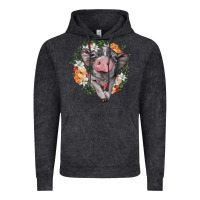 Vintage Black baby pig floral wreath Vintage Hoodie - BarkalooDesign