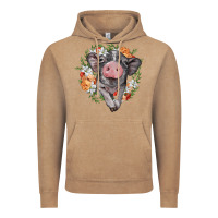 Baby Pig Floral Wreath Vintage Hoodie | Teevron