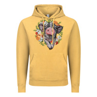 Vintage Mustard baby pig floral wreath Vintage Hoodie - BarkalooDesign