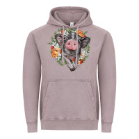 Vintage Zinc baby pig floral wreath Vintage Hoodie - BarkalooDesign