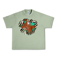 Oil Green Western Horsehide Texas Flag Urban Heavy Tee - Bettercallsaul