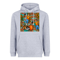 Fall Scarecrow Seamless Pattern Heavyweight Hoodie | Teevron