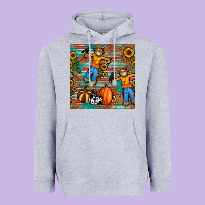 Fall Scarecrow Seamless Pattern Heavyweight Hoodie Designed By Bundleandbundleshop