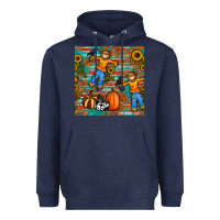 Navy fall scarecrow seamless pattern Heavyweight Hoodie - BundleAndBundleShop
