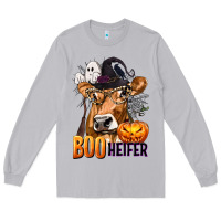 Moon Dust Boo Heifer Cow with Halloween Long Sleeve Tee - texasbilliewilder