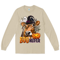 Mushroom Boo Heifer Cow with Halloween Long Sleeve Tee - texasbilliewilder