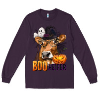 Plum Boo Heifer Cow with Halloween Long Sleeve Tee - texasbilliewilder
