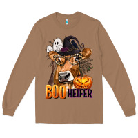 Toasted Coconut Boo Heifer Cow with Halloween Long Sleeve Tee - texasbilliewilder