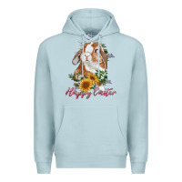 Blue Mist Happy easter with bunny and sunflowers Premium Hoodie - RanaPortraitStore