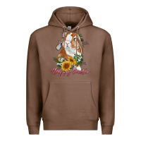 Chestnut Happy easter with bunny and sunflowers Premium Hoodie - RanaPortraitStore