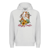 Dove Grey Happy easter with bunny and sunflowers Premium Hoodie - RanaPortraitStore