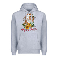 Heather Grey Happy easter with bunny and sunflowers Premium Hoodie - RanaPortraitStore