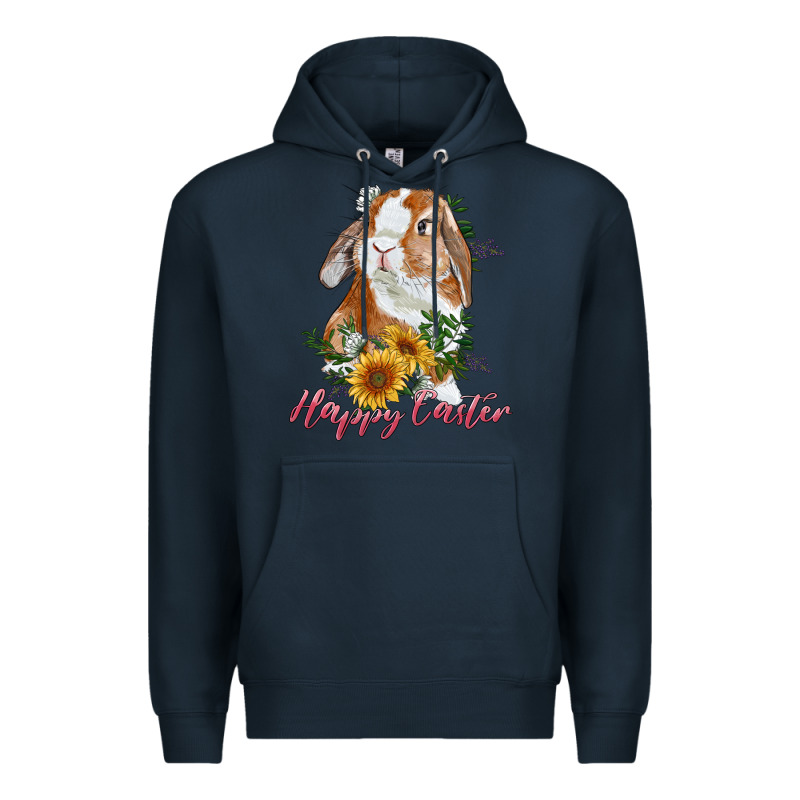 Happy Easter With Bunny And Sunflowers Premium Hoodie by RanaPortraitStore | Teevron
