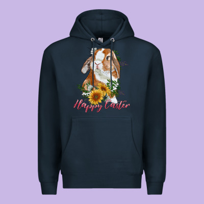 Happy Easter With Bunny And Sunflowers Premium Hoodie Designed By Ranaportraitstore