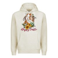 Oatmeal Heather Happy easter with bunny and sunflowers Premium Hoodie - RanaPortraitStore