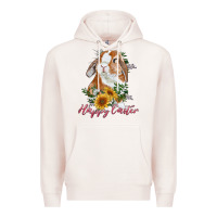 Pale Pink Happy easter with bunny and sunflowers Premium Hoodie - RanaPortraitStore